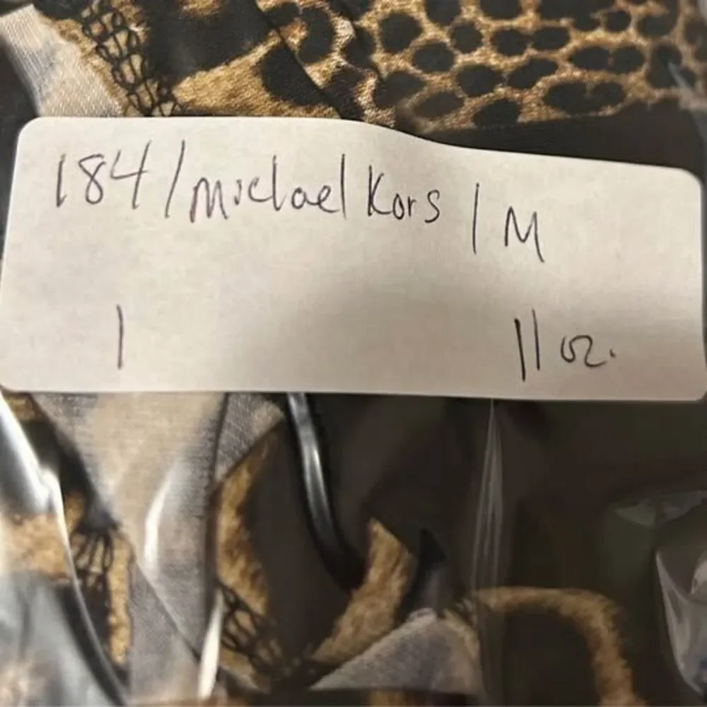 Michael Michael Kors Women’s Medium Leopard Print Fit & Flare Dress Black Tan